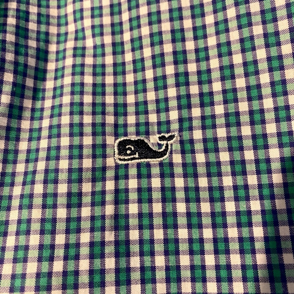 Vineyard Vines Boys Button Down Whale Dress Shirt Nwot Worn Once Green Purple